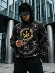 Herren Kapuzenpullover Schwarz OZONEE O/B267Z