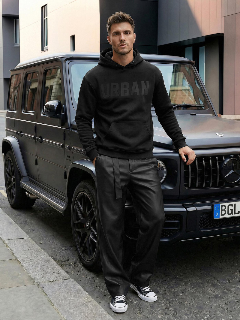 Herren Kapuzenpullover Schwarz OZONEE JS/8B1990/3