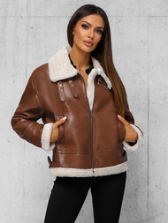 Damen Lederjacke Braun OZONEE JS/11Z8176Z