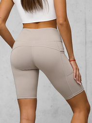 Damen Kurze Leggings Beige JS/XY24004S