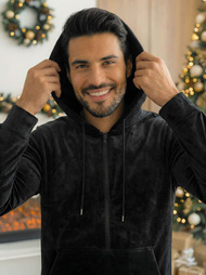 Herren Velours Sportanzug Schwarz OZONEE JS/8C1169/3Z