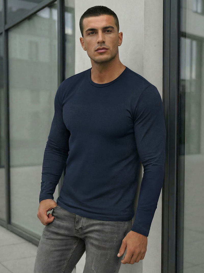 Herren Longsleeve Marineblau OZONEE JS/DB71/5