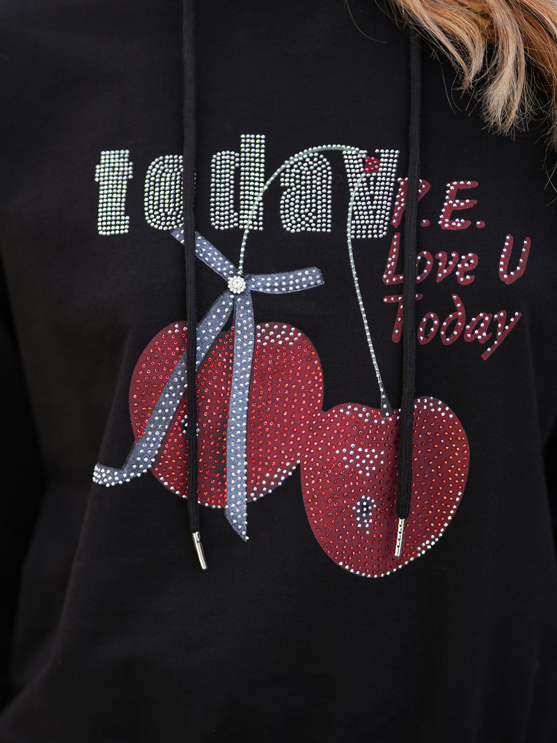 Damen Kapuzenpullover Schwarz OZONEE JS/8B856/3