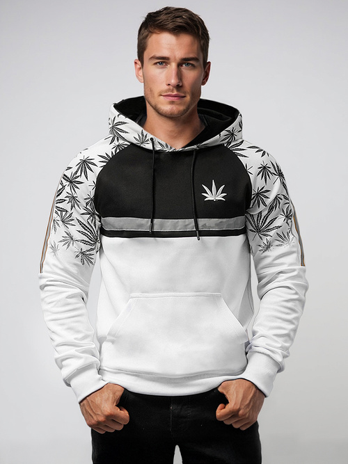 Herren Kapuzenpullover Weiß OZONEE O/B268