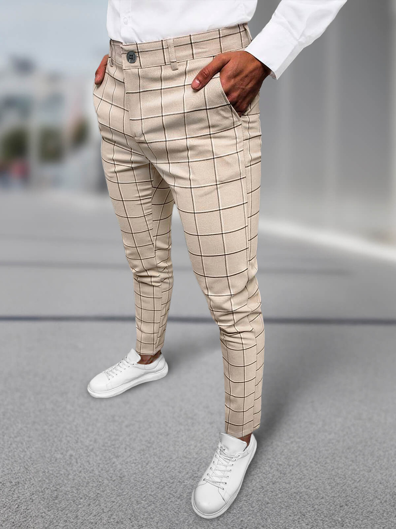 Herren Chino Hose Beige OZONEE DJ/5522Z
