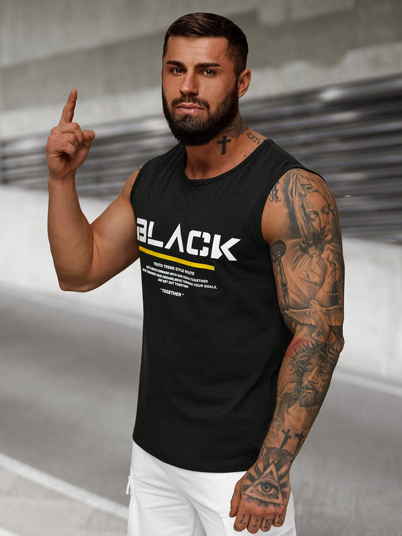 Herren Tank Top Schwarz OZONEE JS/8B1712/3