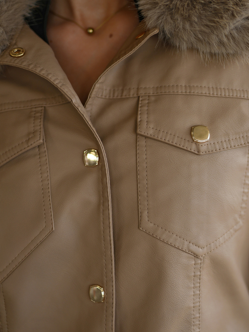 Damen Lederjacke Beige OZONEE JS/61M8513/84