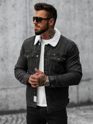Herren Jeansjacke Sherpa Schwarz OZONEE NB/MJ517NZ