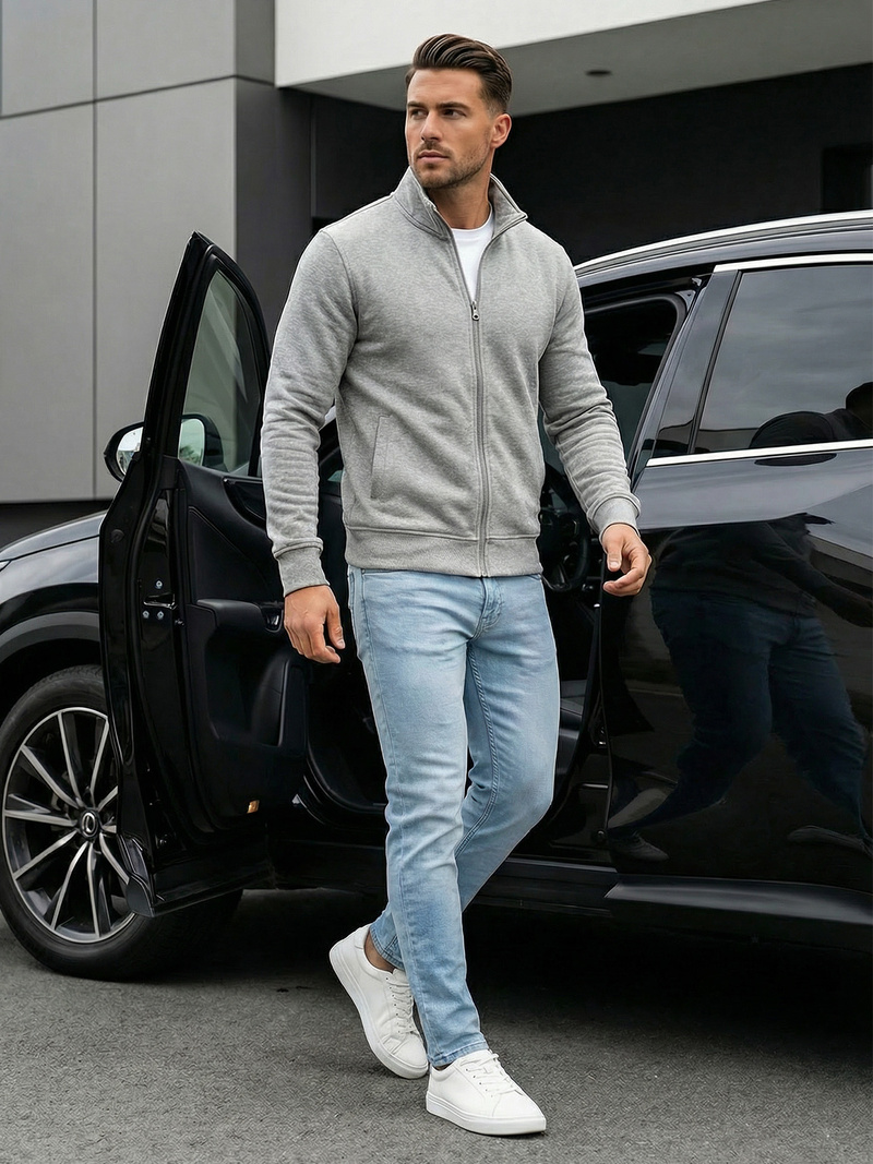 Herren Sweatjacke Grau OZONEE JS/2002Z