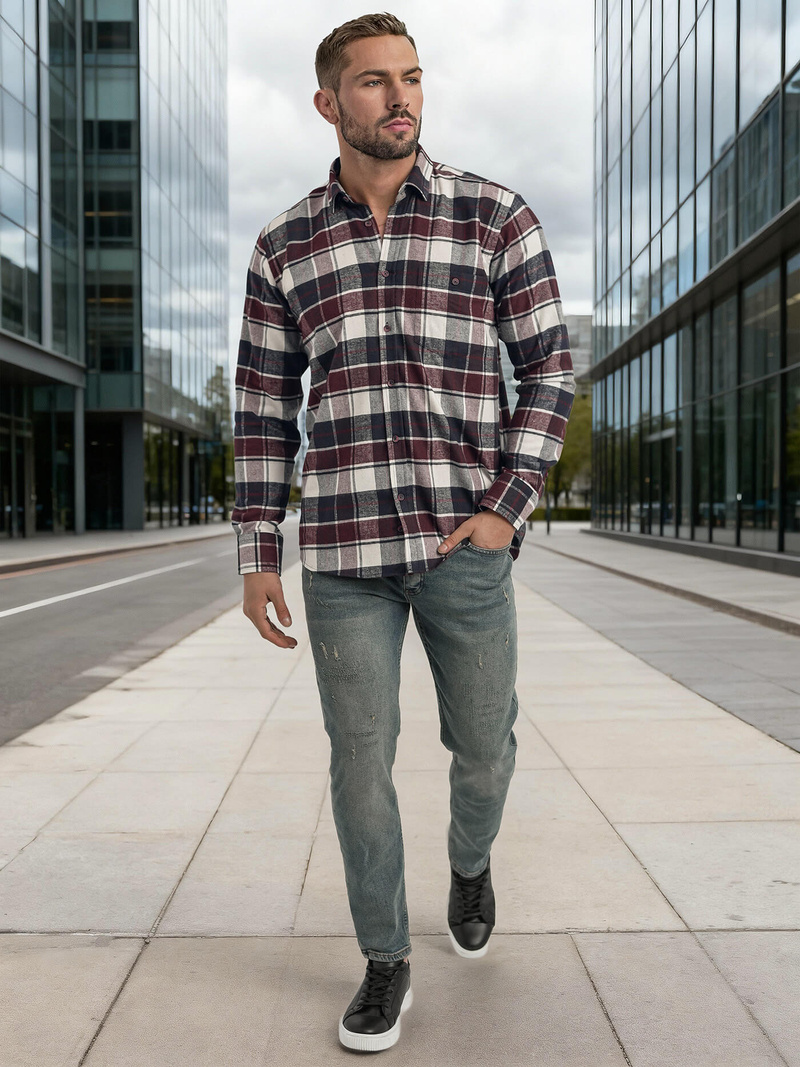 Herren Hemd Weinrot OZONEE V/V174