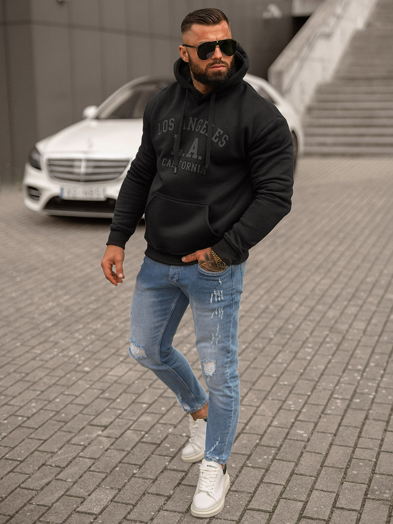 Herren Kapuzenpullover Schwarz OZONEE JS/8B1356/3