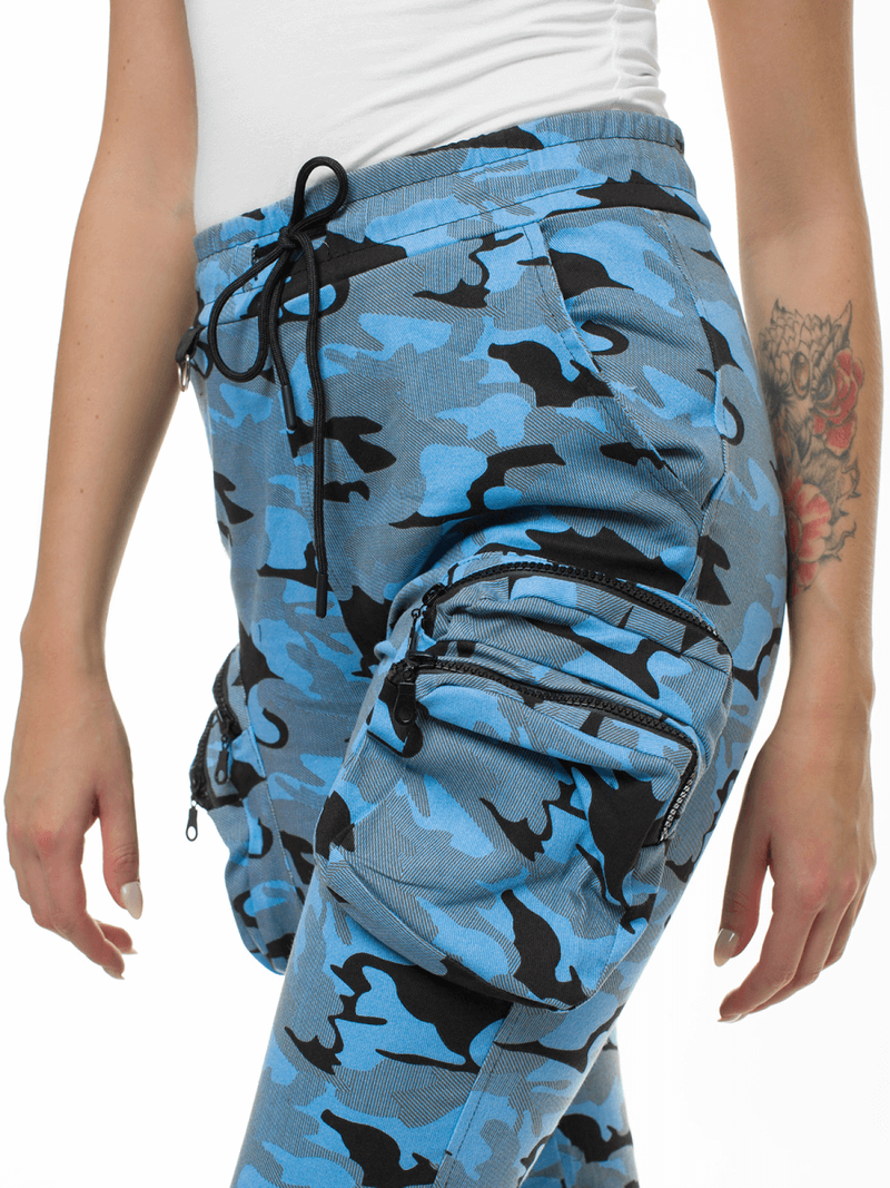 Damen Chino Jogger Blau Schwarz OZONEE O/802