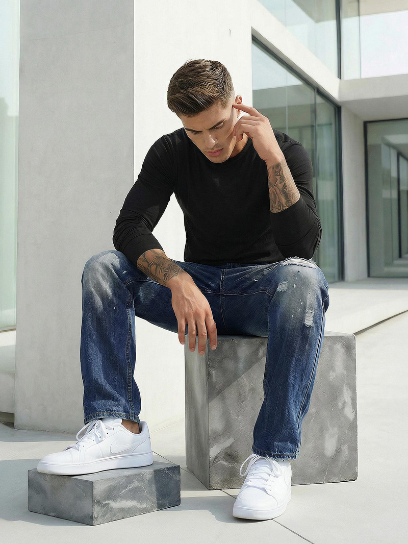 Herren Jeanshose Blau OZONEE O/KK2885Z