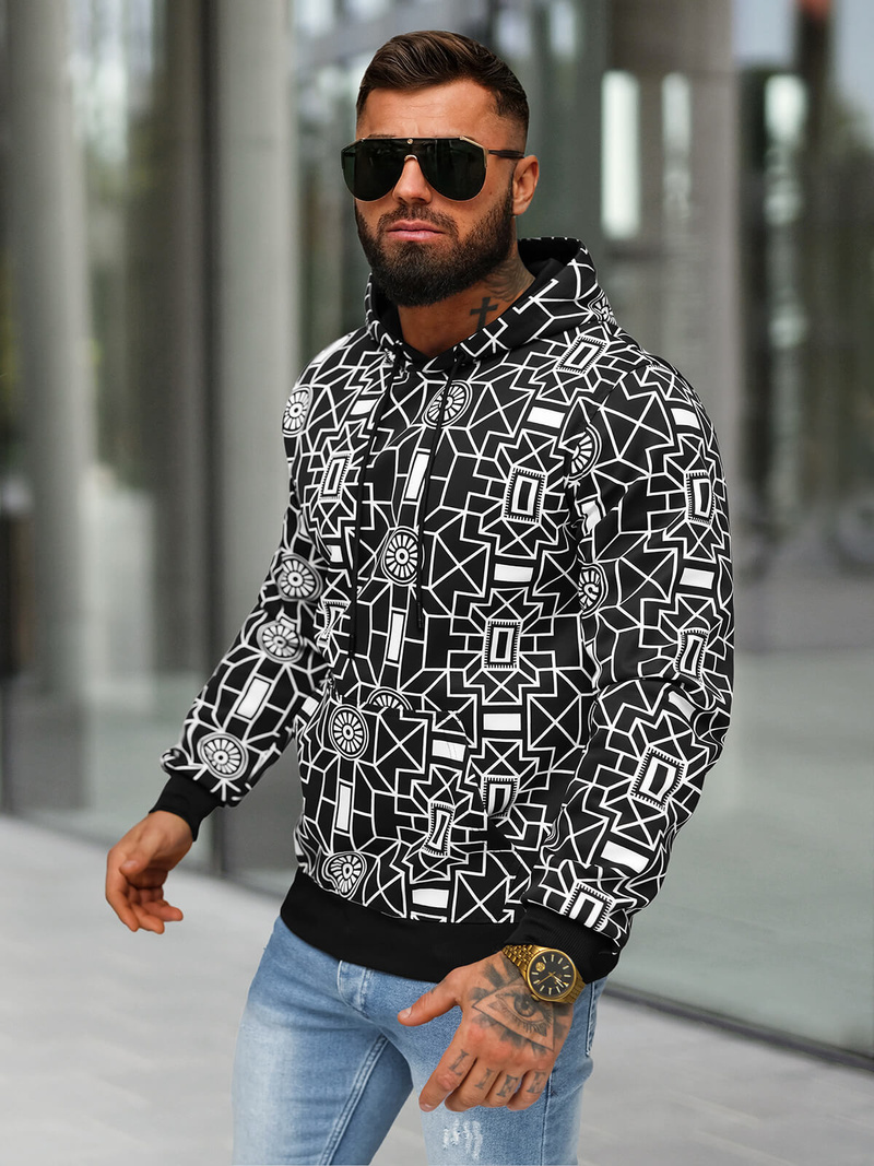 Herren Kapuzenpullover Schwarz OZONEE JS/8B1236/3