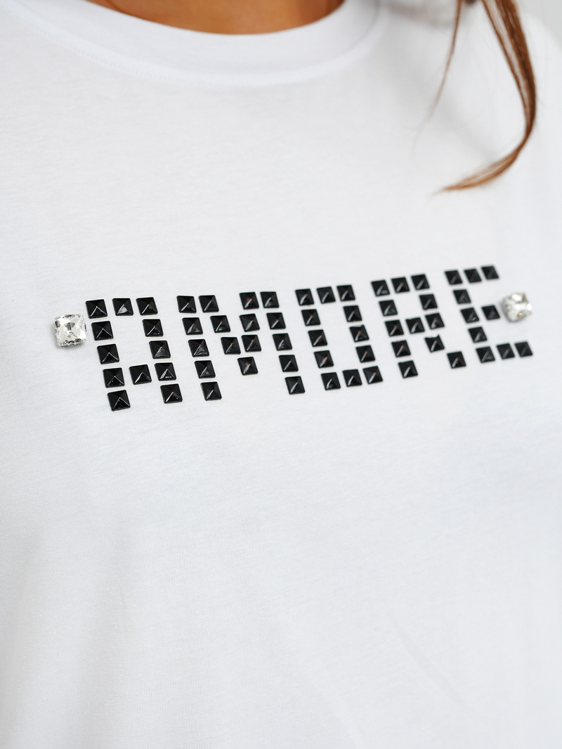 Damen T-shirt Weiß-Schwarz OZONEE JS/YJ77716