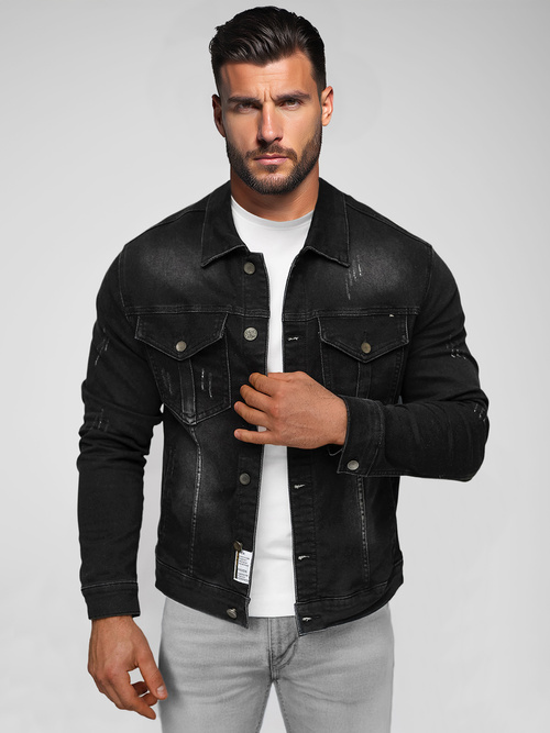 Herren Jeansjacke Schwarz OZONEE NB/MJ514NZ