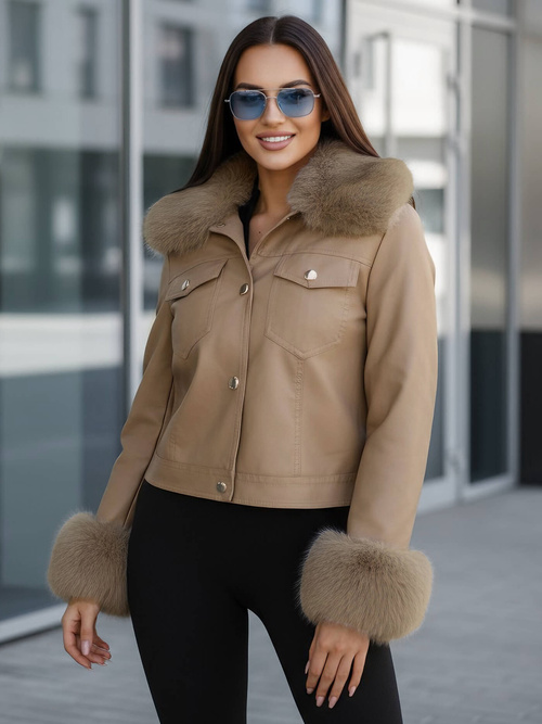 Damen Lederjacke Beige OZONEE JS/61M8513/84Z