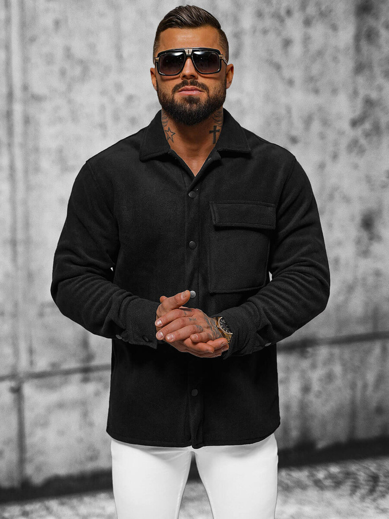 Herren Hemd Schwarz OZONEE O/GOM23040