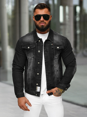 Herren Jeansjacke Schwarz OZONEE NB/MJ512N