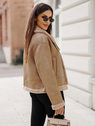 Damen Lederjacke Beige OZONEE JS/11Z8176