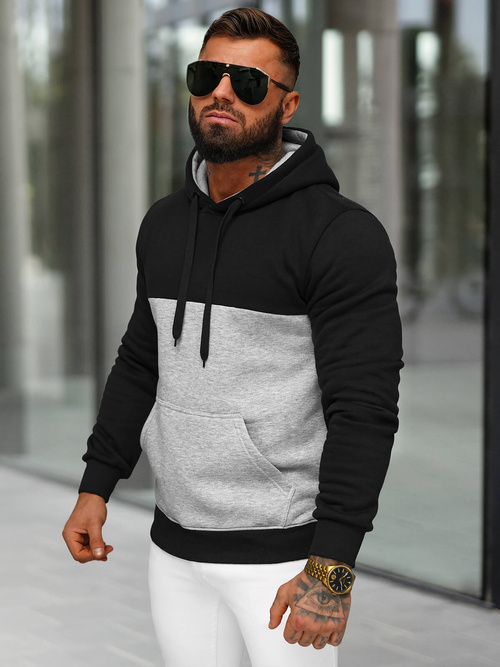 Herren Kapuzenpullover Schwarz OZONEE JS/8B1317/3