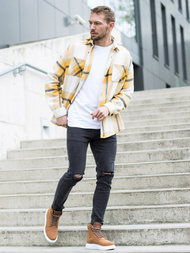 Herren Hemd Jacke Gelb OZONEE O/DR2020