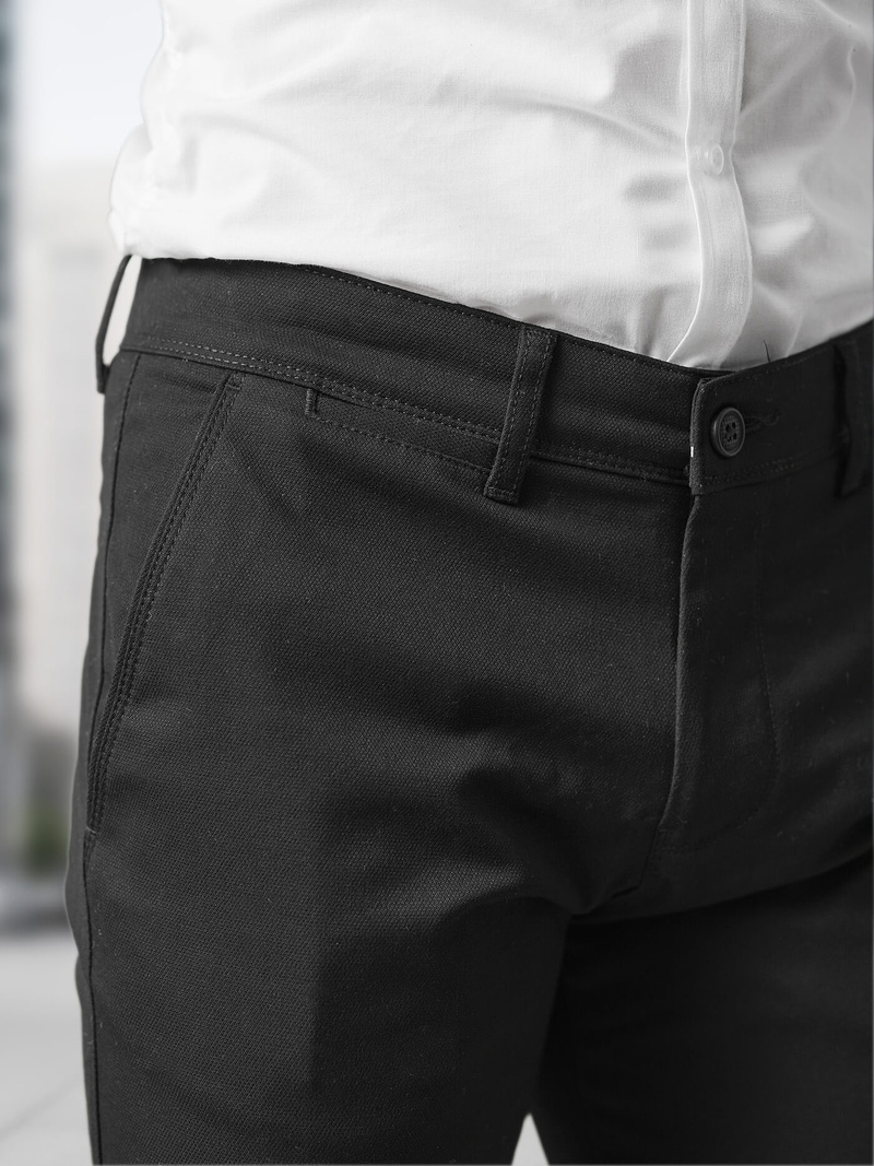 Herren Chino Hose Schwarz OZONEE V/5100