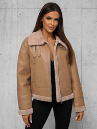 Damen Lederjacke Beige OZONEE JS/11Z8176Z