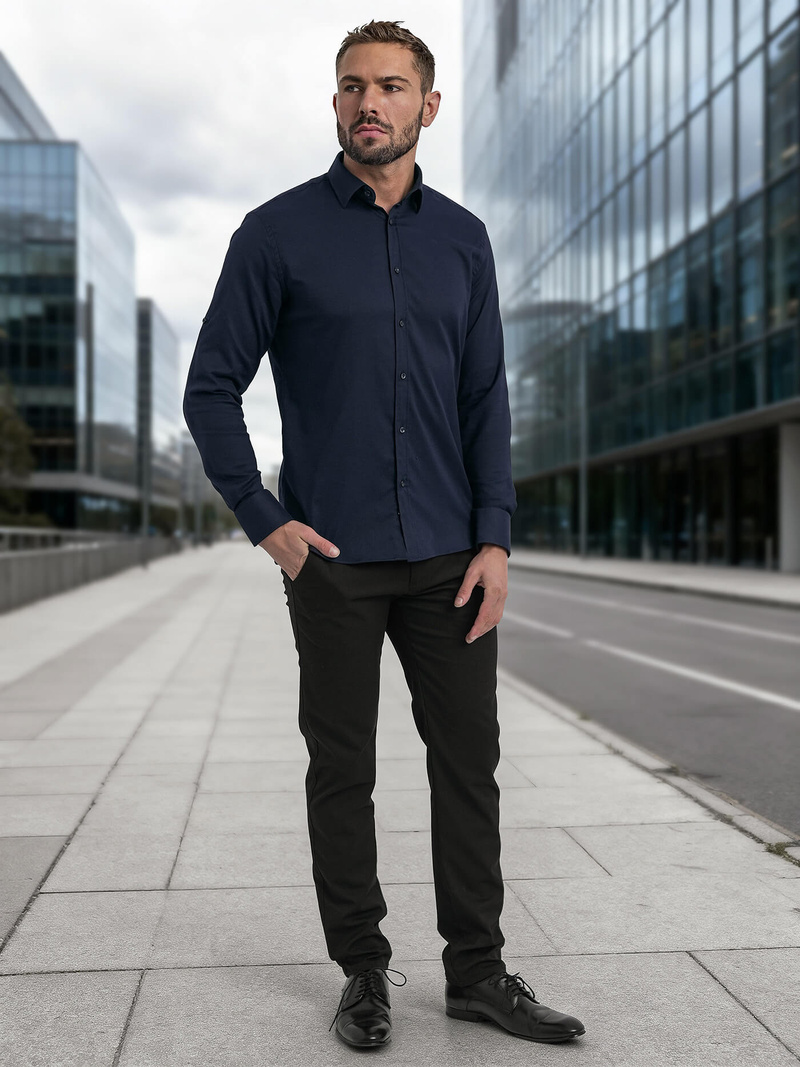 Herren Hemd Dunkelblau OZONEE V/V188