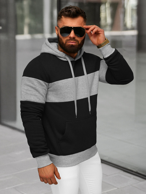 Herren Kapuzenpullover Schwarz OZONEE JS/8B1313/3