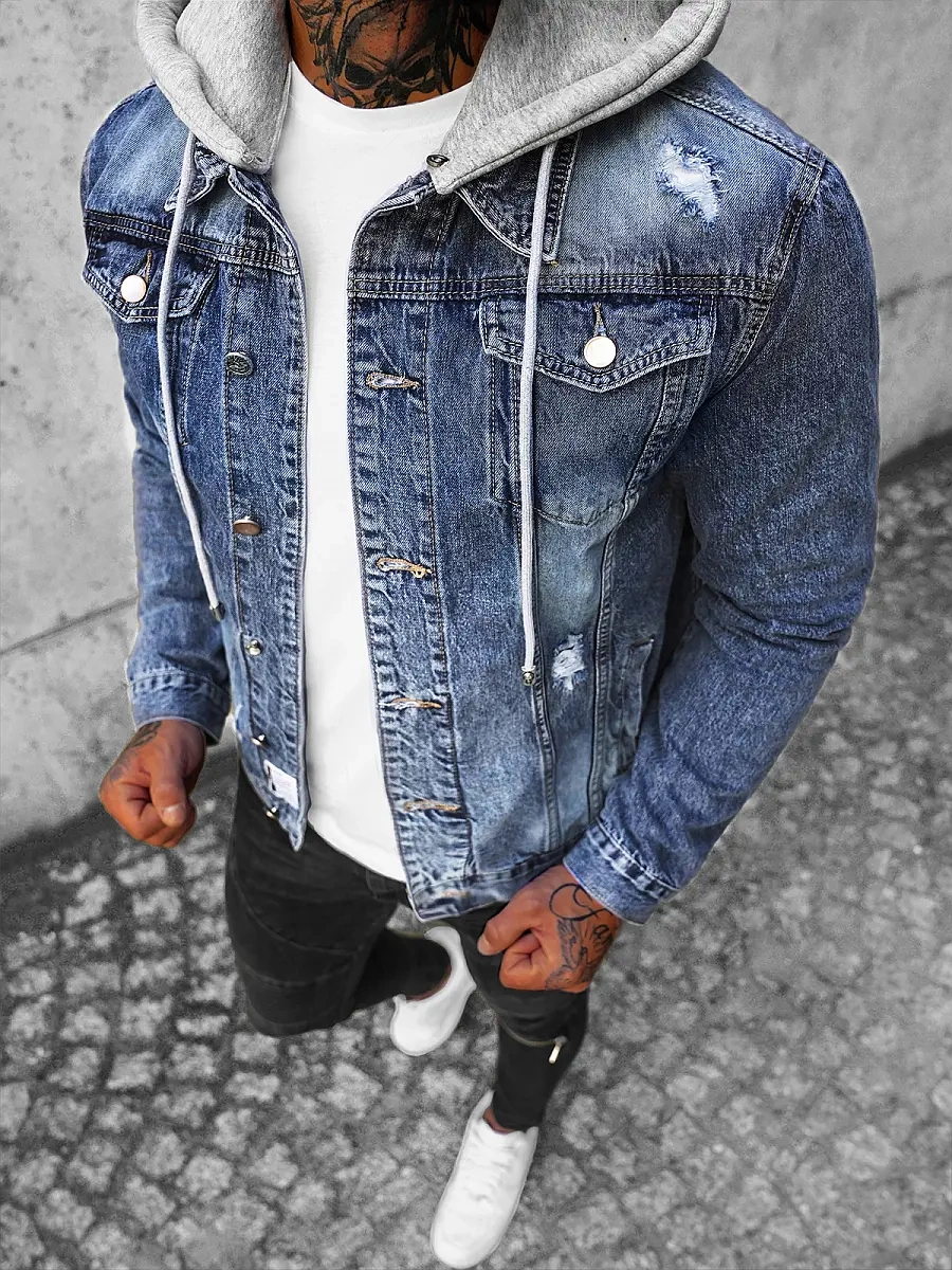 Herren Jeansjacke Blau OZONEE NB/MJ505BZ OZONEE