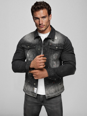 Herren Jeansjacke Schwarz OZONEE NB/MJ542NZ