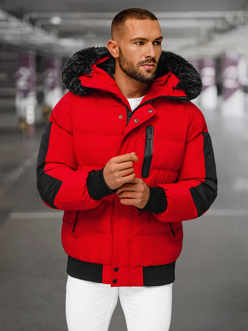 Herren Winterjacke Rot OZONEE O/M798Z