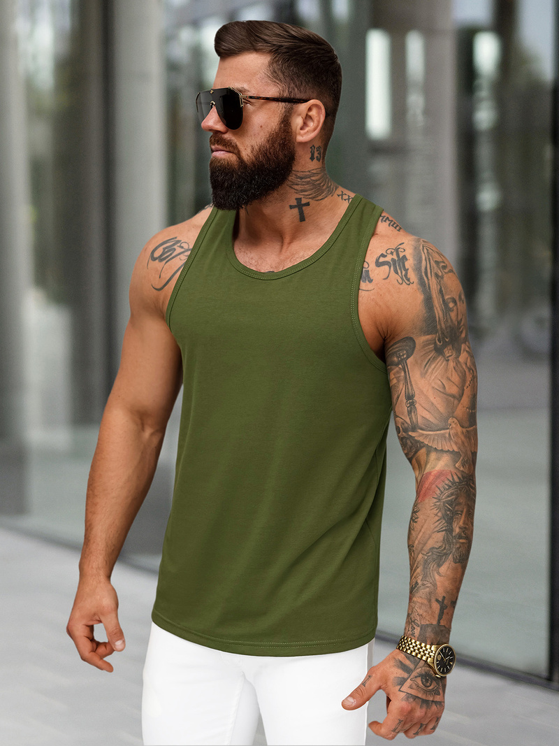 Herren Tank Top Khaki OZONEE JS/99002Z