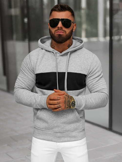 Herren Kapuzenpullover Grau OZONEE JS/8B1308/2