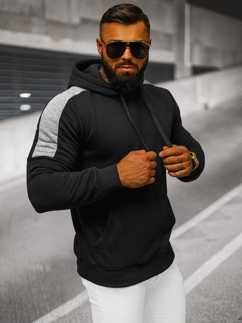 Herren Kapuzenpullover Schwarz OZONEE JS/8B1311/3