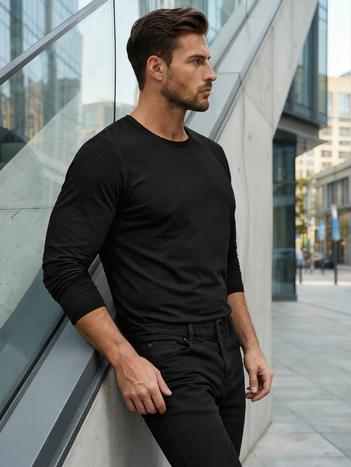 Herren Longsleeve Schwarz OZONEE JS/2088Z