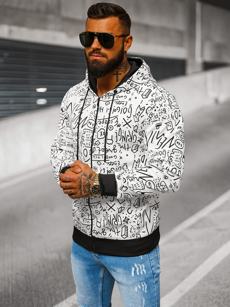 Herren Kapuzenpullover Weiß OZONEE JS/8B1182/1