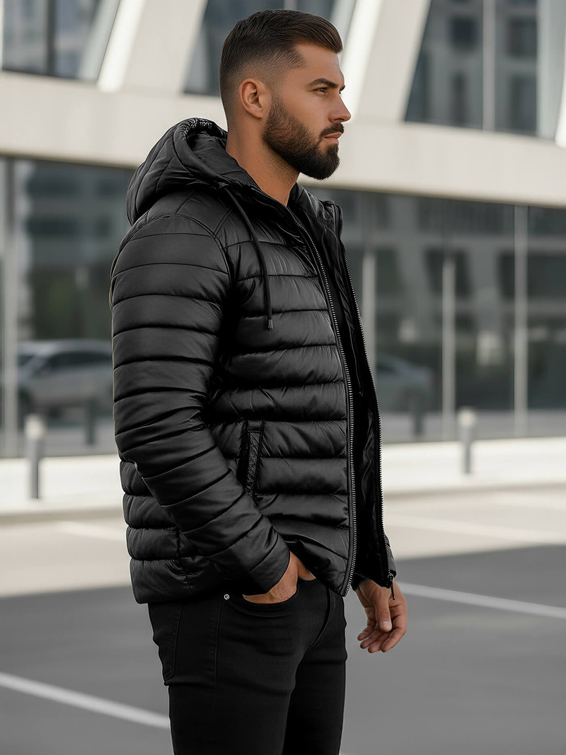 Herren Lederjacke Schwarz OZONEE O/11Z8088Z
