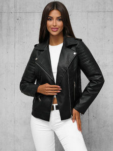 Damen Lederjacke Schwarz OZONEE JS/11Z8097Z