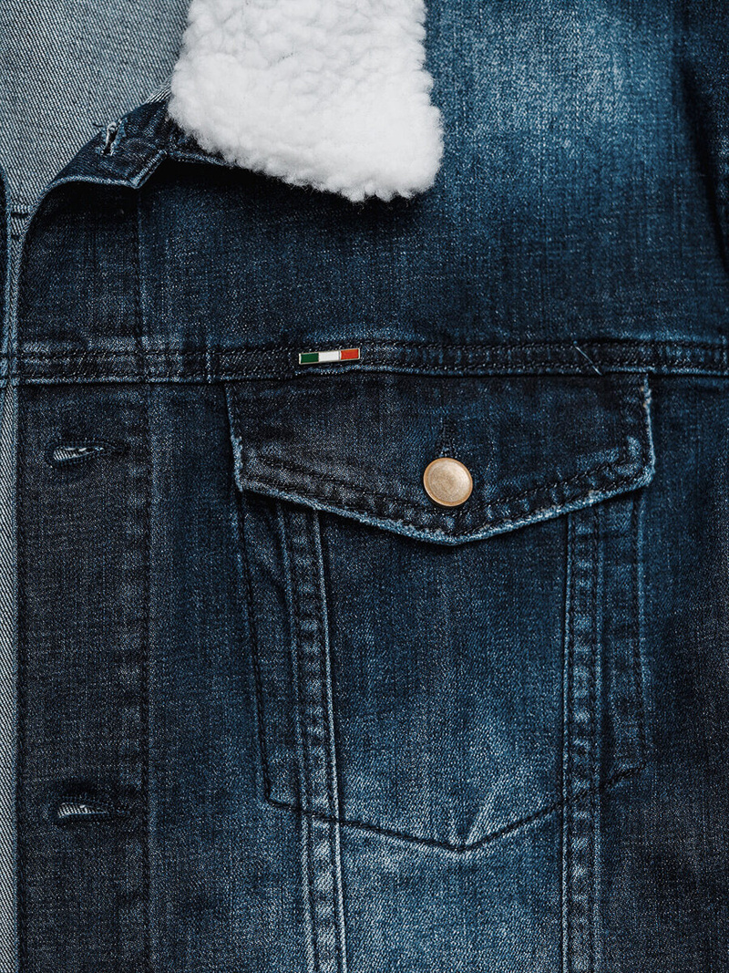 Herren Jeansjacke Sherpa Dunkelblau OZONEE NB/MJ516BSZ