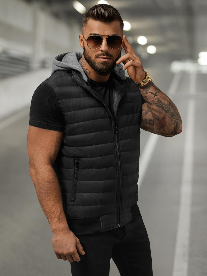 Herren Weste Schwarz OZONEE JS/8M983/392