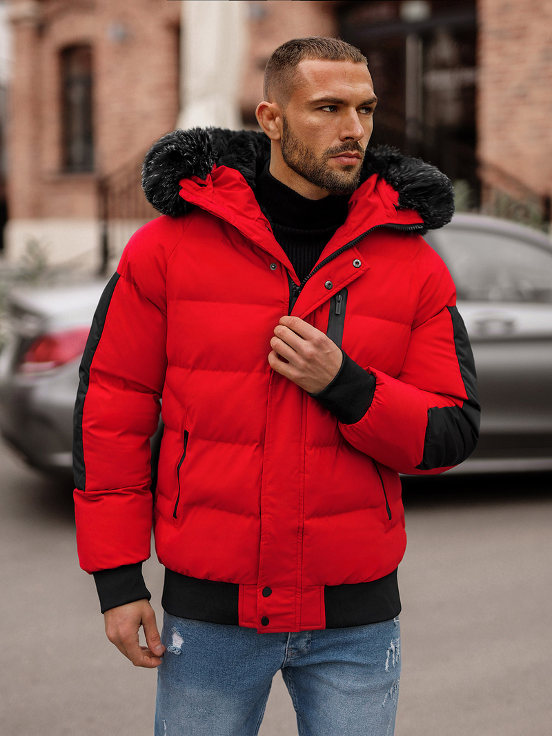 Herren Winterjacke Rot OZONEE O/M798Z
