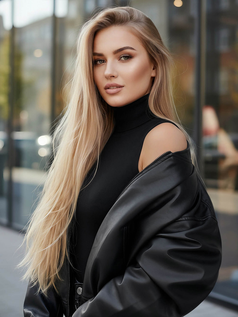 Damen Lederjacke Schwarz OZONEE JS/11Z8281