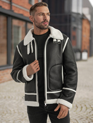 Herren Lederjacke Schwarz OZONEE JS/11Z8270