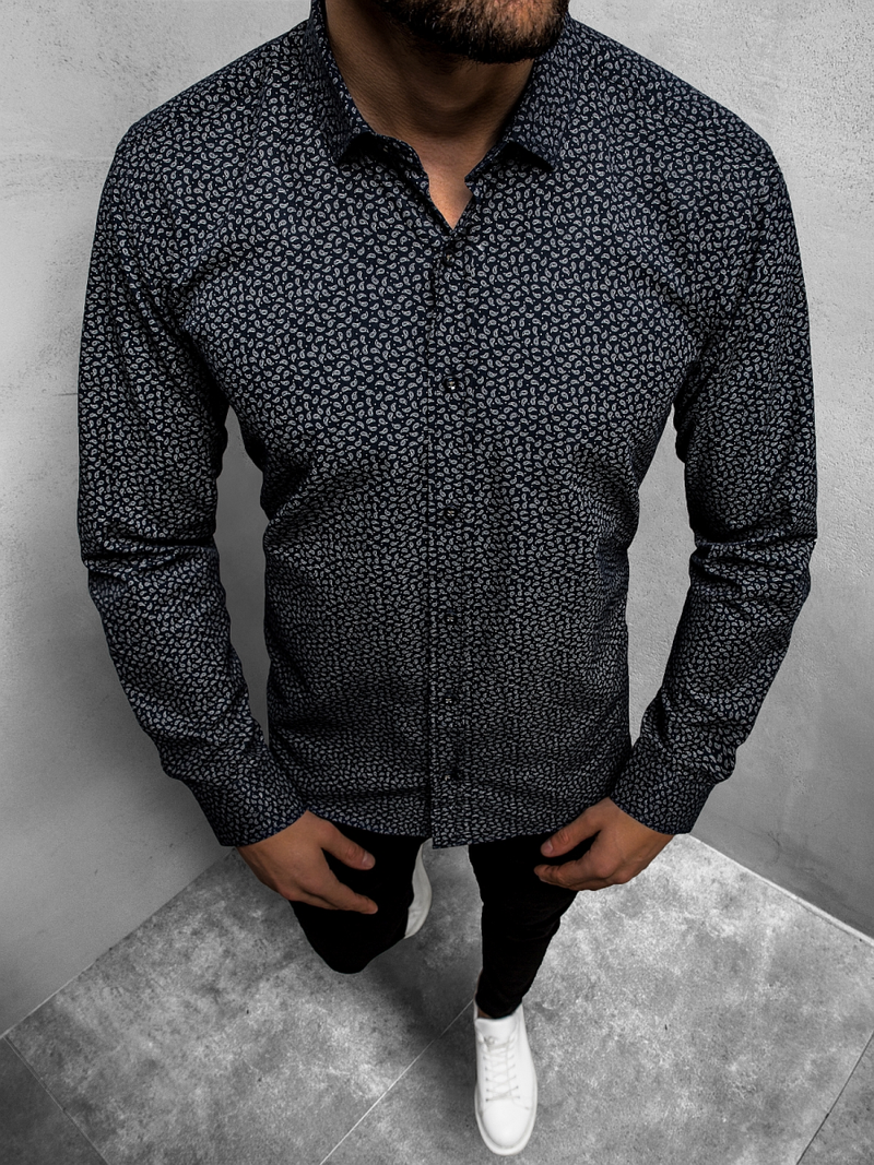 Herren Hemd Dunkelblau OZONEE O/3010/14