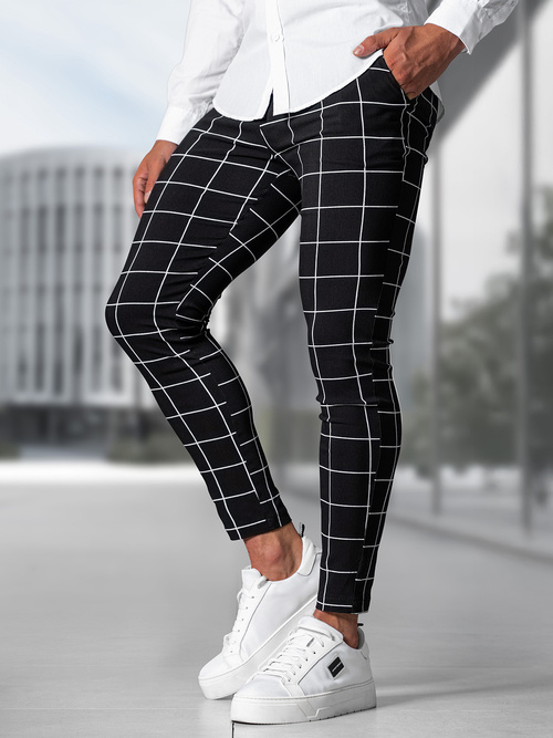 Herren Chino Hose Schwarz OZONEE O/P4009Z