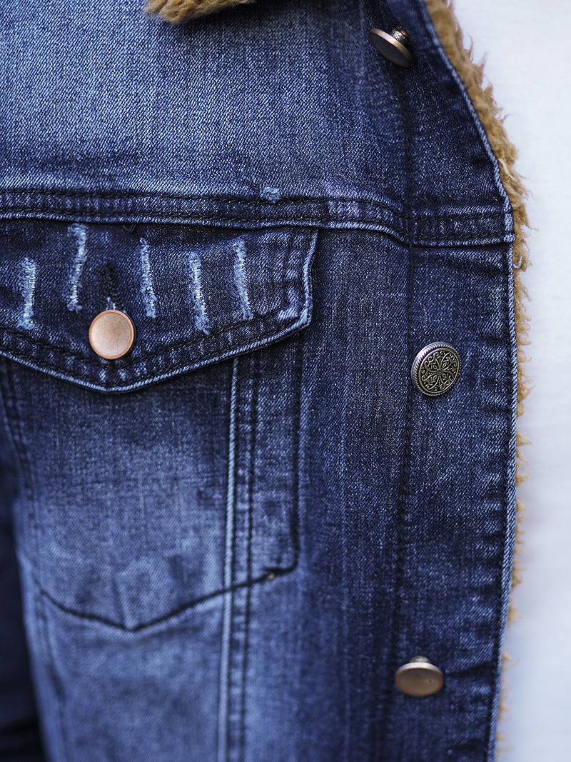 Herren Jeansjacke Sherpa Dunkelblau OZONEE NB/MJ520BSZ