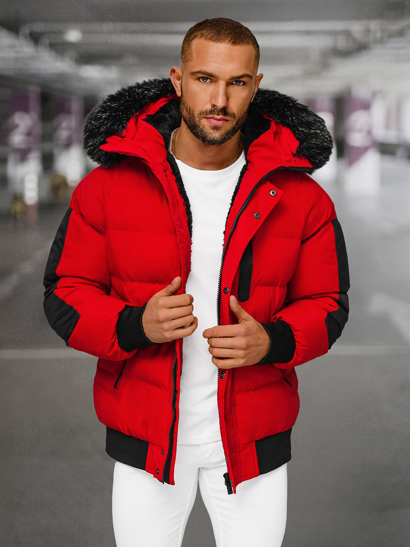 Herren Winterjacke Rot OZONEE O/M798Z