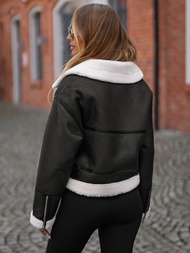 Damen Lederjacke Schwarz OZONEE JS/11Z8256